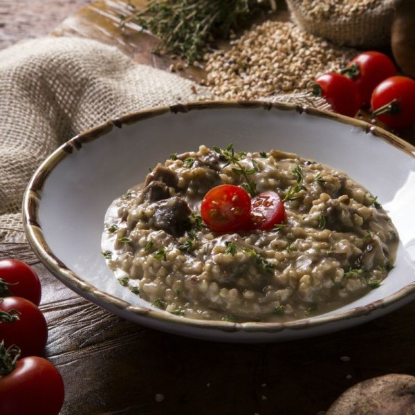 Delicioso Risotto con carne y setas